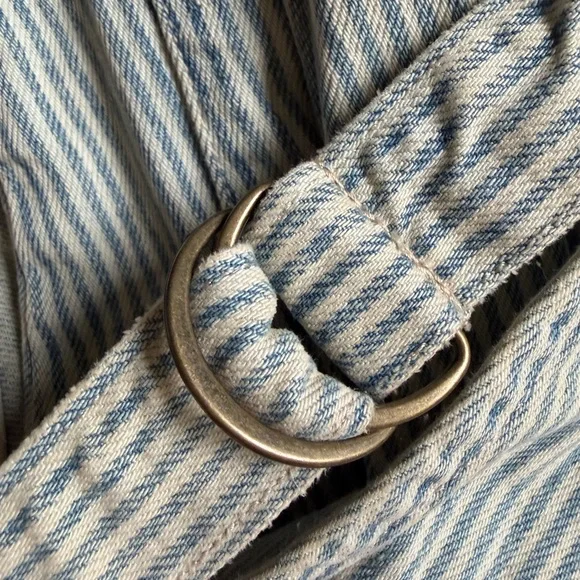 Free People ‘High Roller’ Railroad Blue & White Striped Jumpsuit Overalls -Small - Picture 4 of 7